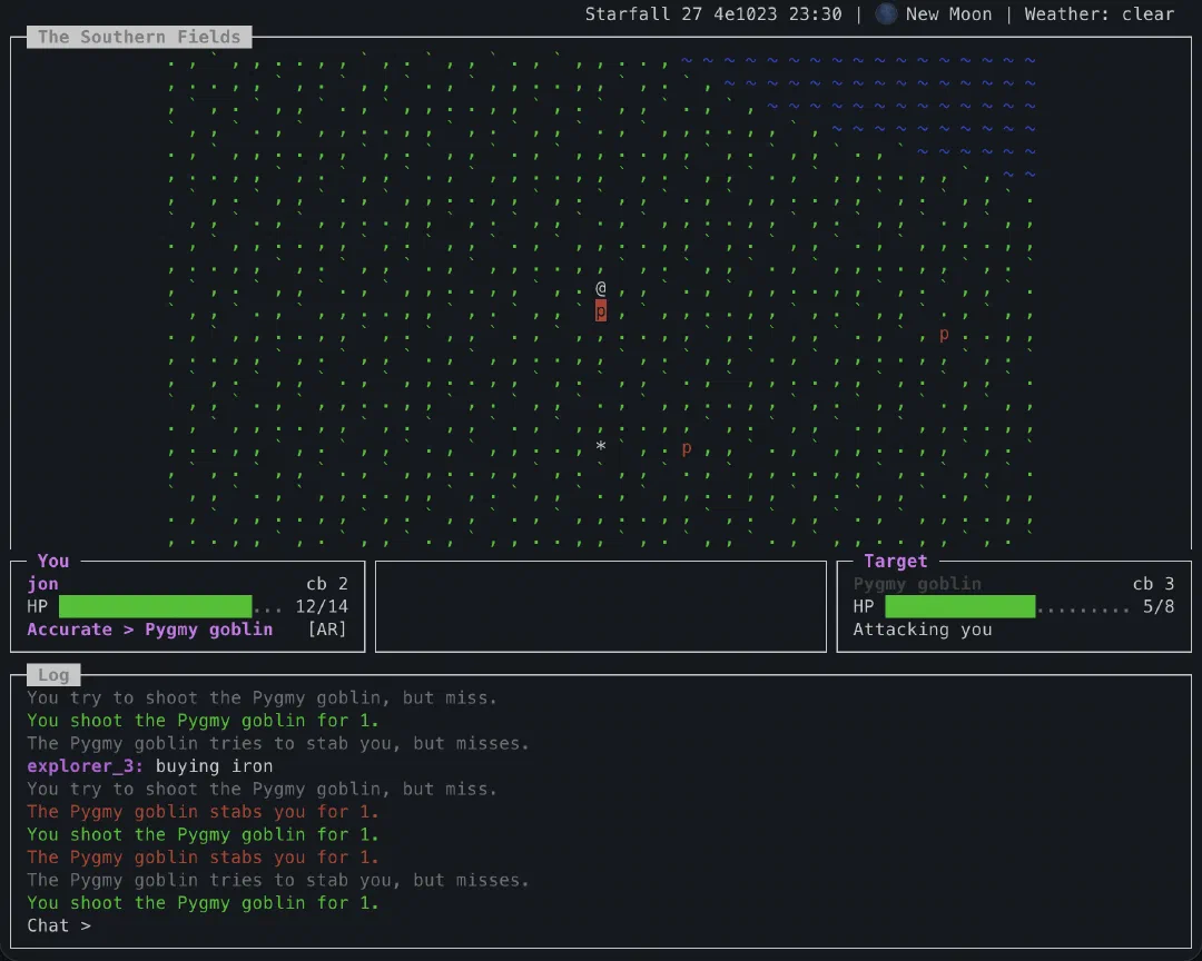 Shooting a pygmy goblin in the Southern Fields